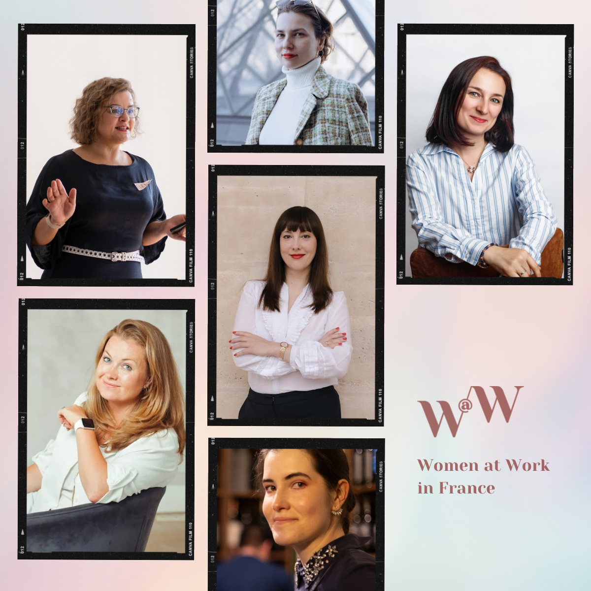 Коллаж с портретами участниц ассоциации Women at Work in France